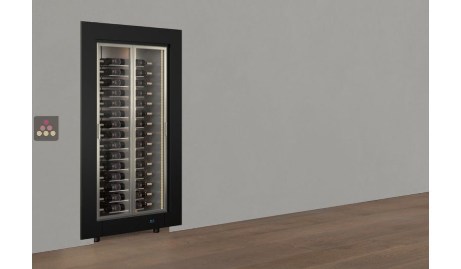 Professional built-in multi-temperature wine display cabinet - Horizontal bottles - Flat frame