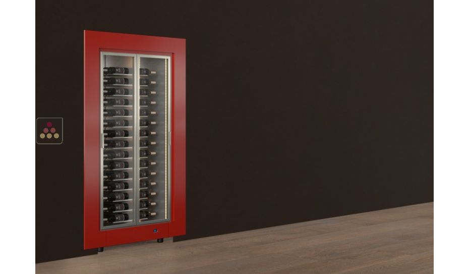 Professional built-in multi-temperature wine display cabinet - Horizontal bottles - Flat frame