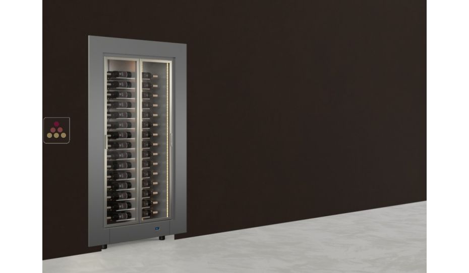 Professional built-in multi-temperature wine display cabinet - Horizontal bottles - Flat frame