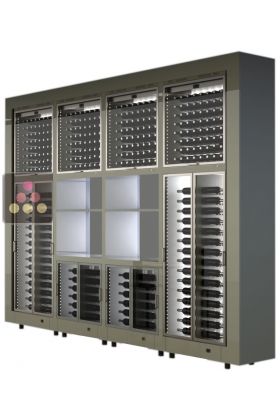 Combination of 8 modular multi purpose wine cabinets with storage units - freestanding