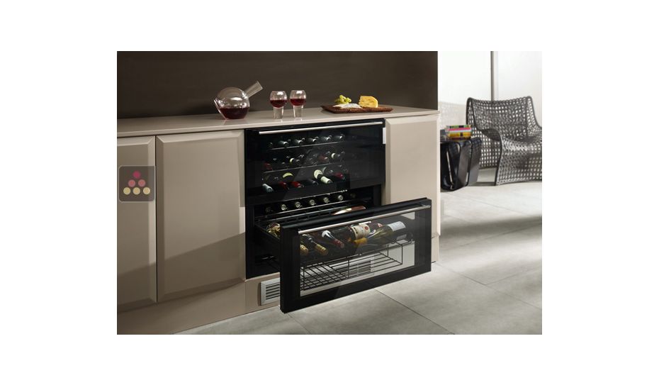 Dual temperature built in wine service cabinet with drawers