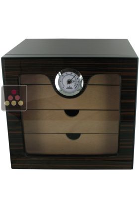 Ebène de Macassar style cigar humidor with 4 drawers