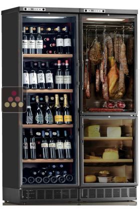 Combined built-in wine cabinet, cheese & cold cuts cabinet