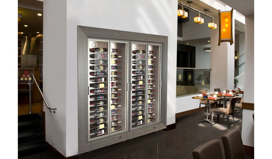 Built-in combination of 2 professional multi-temperature wine display cabinet - 36cm deep - Horizontal bottles