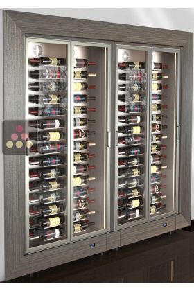 Built-in combination of 2 professional multi-temperature wine display cabinet - 36cm deep - Horizontal bottles