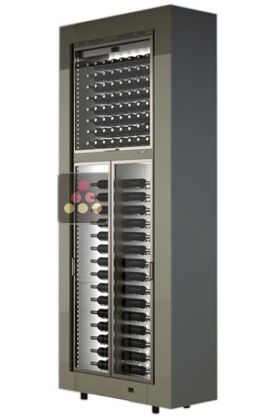 Combination of two modular freestanding multipurpose wine cabinets