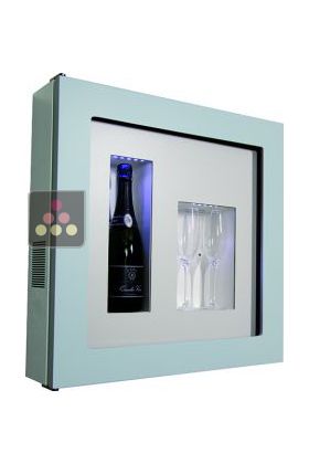 Single temperature silent refrigerated Champagne stand  for 1 bottle and 2 glasses