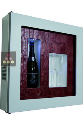 Single temperature silent refrigerated Champagne stand  for 1 bottle and 2 glasses