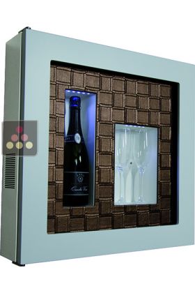 Single temperature silent refrigerated Champagne stand  for 1 bottle and 2 glasses