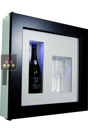 Single temperature silent refrigerated Champagne stand  for 1 bottle and 2 glasses