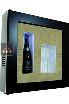 Single temperature silent refrigerated Champagne stand  for 1 bottle and 2 glasses