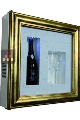 Single temperature silent refrigerated Champagne stand  for 1 bottle and 2 glasses