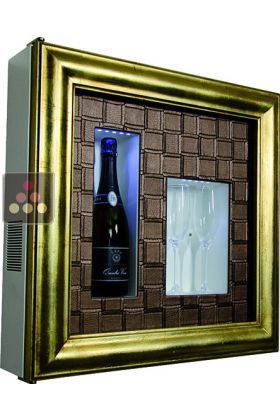 Single temperature silent refrigerated Champagne stand  for 1 bottle and 2 glasses