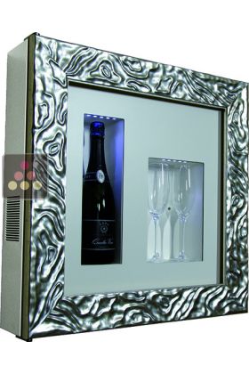 Single temperature silent refrigerated Champagne stand  for 1 bottle and 2 glasses