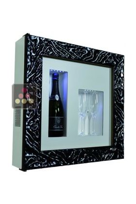 Single temperature silent refrigerated Champagne stand  for 1 bottle and 2 glasses