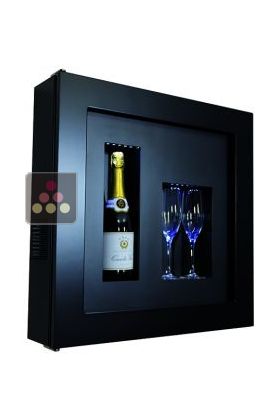 Single temperature silent refrigerated Champagne stand  for 1 bottle and 2 glasses