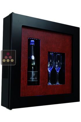 Single temperature silent refrigerated Champagne stand  for 1 bottle and 2 glasses