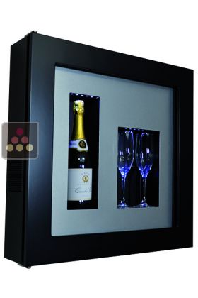 Single temperature silent refrigerated Champagne stand  for 1 bottle and 2 glasses