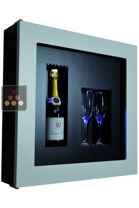 Single temperature silent refrigerated Champagne stand  for 1 bottle and 2 glasses