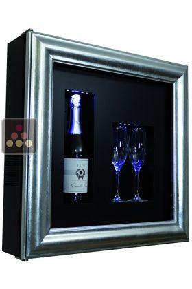 Single temperature silent refrigerated Champagne stand  for 1 bottle and 2 glasses