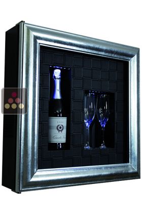 Single temperature silent refrigerated Champagne stand  for 1 bottle and 2 glasses