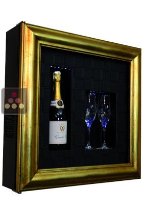 Single temperature silent refrigerated Champagne stand  for 1 bottle and 2 glasses