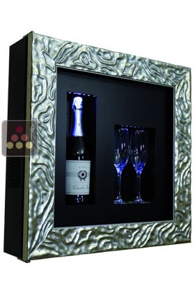 Single temperature silent refrigerated Champagne stand  for 1 bottle and 2 glasses