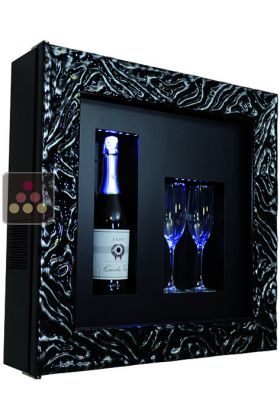 Single temperature silent refrigerated Champagne stand  for 1 bottle and 2 glasses