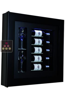 Single temperature silent refrigerated Champagne stand  for 5 bottles and 2 glasses