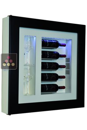 Single temperature silent refrigerated Champagne stand  for 5 bottles and 2 glasses