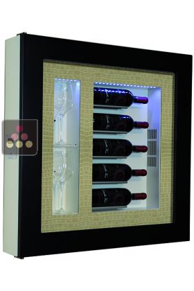 Single temperature silent refrigerated Champagne stand  for 5 bottles and 2 glasses