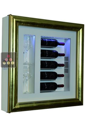 Single temperature silent refrigerated Champagne stand  for 5 bottles and 2 glasses