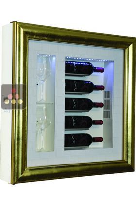 Single temperature silent refrigerated Champagne stand  for 5 bottles and 2 glasses