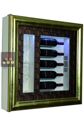 Single temperature silent refrigerated Champagne stand  for 5 bottles and 2 glasses