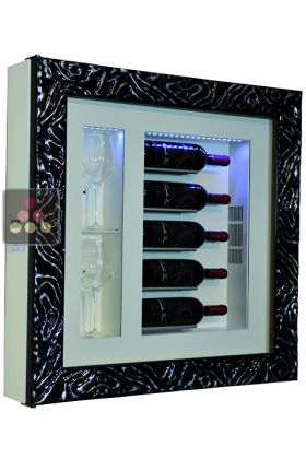 Single temperature silent refrigerated Champagne stand  for 5 bottles and 2 glasses