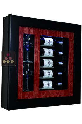 Single temperature silent refrigerated Champagne stand  for 5 bottles and 2 glasses