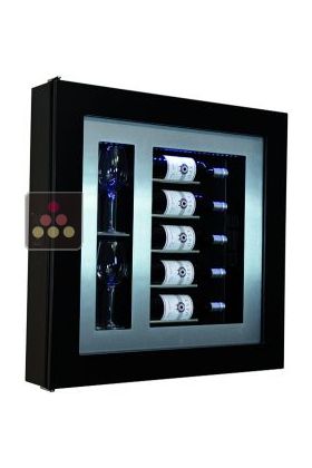 Single temperature silent refrigerated Champagne stand  for 5 bottles and 2 glasses