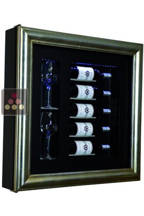 Single temperature silent refrigerated Champagne stand  for 5 bottles and 2 glasses