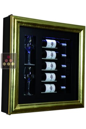 Single temperature silent refrigerated Champagne stand  for 5 bottles and 2 glasses