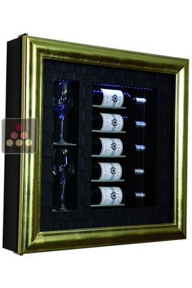 Single temperature silent refrigerated Champagne stand  for 5 bottles and 2 glasses