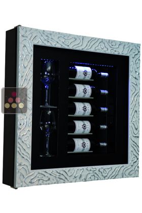 Single temperature silent refrigerated Champagne stand  for 5 bottles and 2 glasses