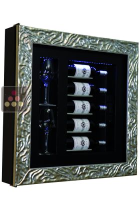 Single temperature silent refrigerated Champagne stand  for 5 bottles and 2 glasses