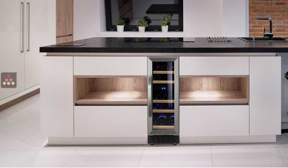 Dual temperature built in wine cabinet for storage and/or service