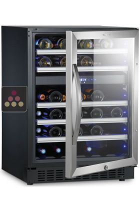 Dual temperature wine cabinet for storage and/or service