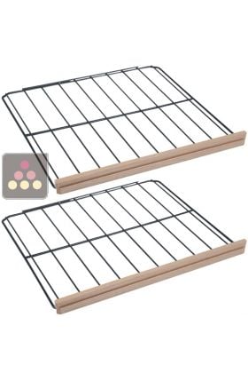 Set of 2 Steel wire storage shelves with wooden front 