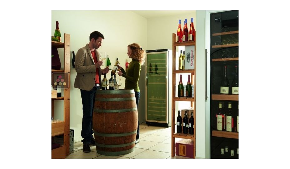 Dual temperature wine cabinet for storage and/or service