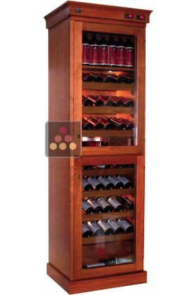 Dual temperature wine storage and service cabinet