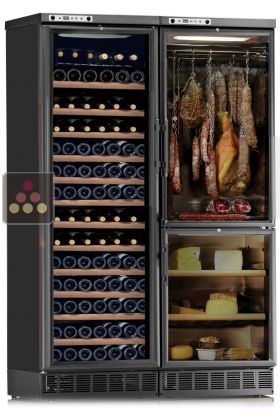 Combined built-in wine cabinet, cheese & cold meat cabinet