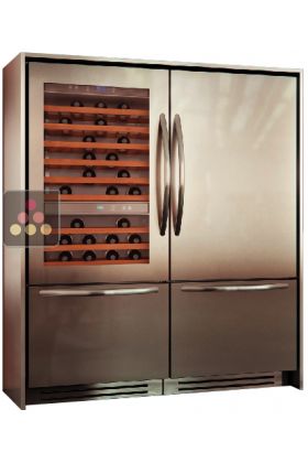 Combination of a Wine Cabinet, a Fridge with double compartment Tri-modes - Classic Design