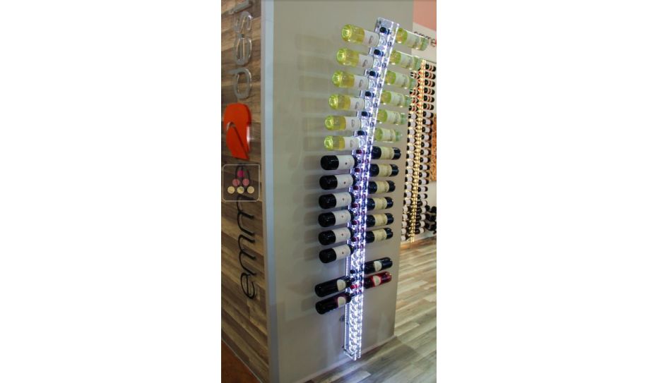 Wall Wine Rack in Clear Plexiglass for 38 bottles - (optional LED lighting)